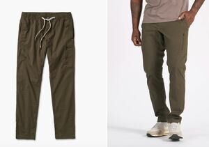 VUORI Green Ripstop Pant Cotton Stretch High-Rise Elastic Waistband Size Large L